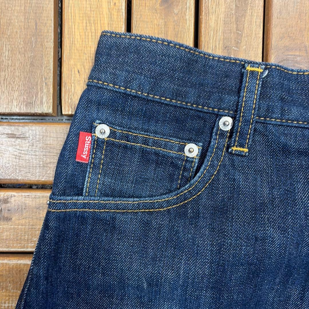 美品 Stussy ステューシー デニムパンツ ロゴ刺繍