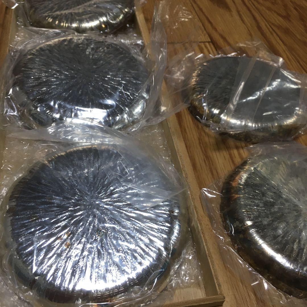1023  銀  喜久割  銘々皿　5客セット(フォーク 1欠品)