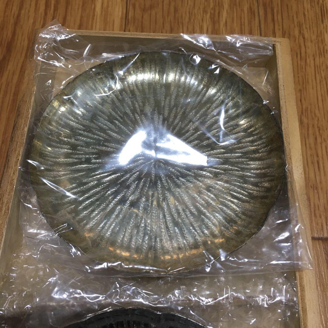 1023  銀  喜久割  銘々皿　5客セット(フォーク 1欠品)