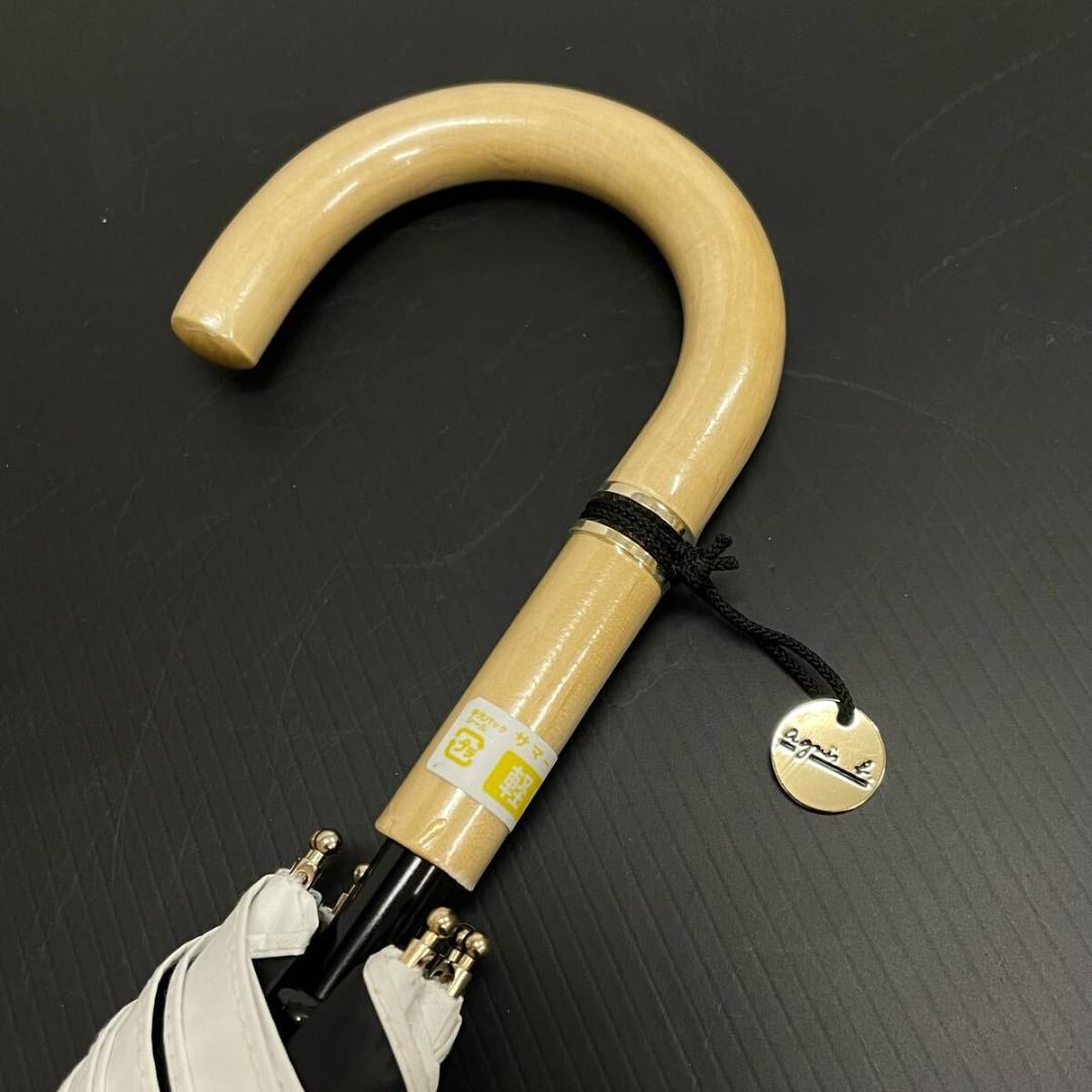 マ*ン様 新品52855アニエスべーオフホワイトサマーシールド1級遮光晴雨兼用折