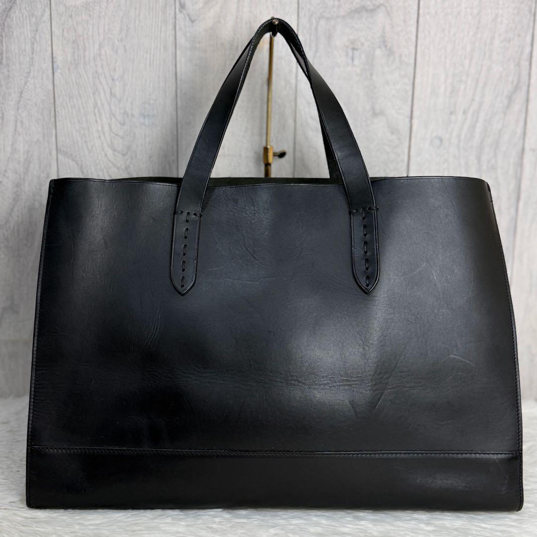 RALPH LAUREN ラルフローレン ロゴ レザー トートバッグ A4可 黒