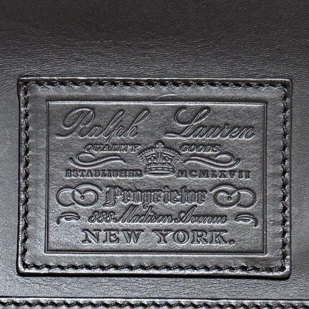 RALPH LAUREN ラルフローレン ロゴ レザー トートバッグ A4可 黒