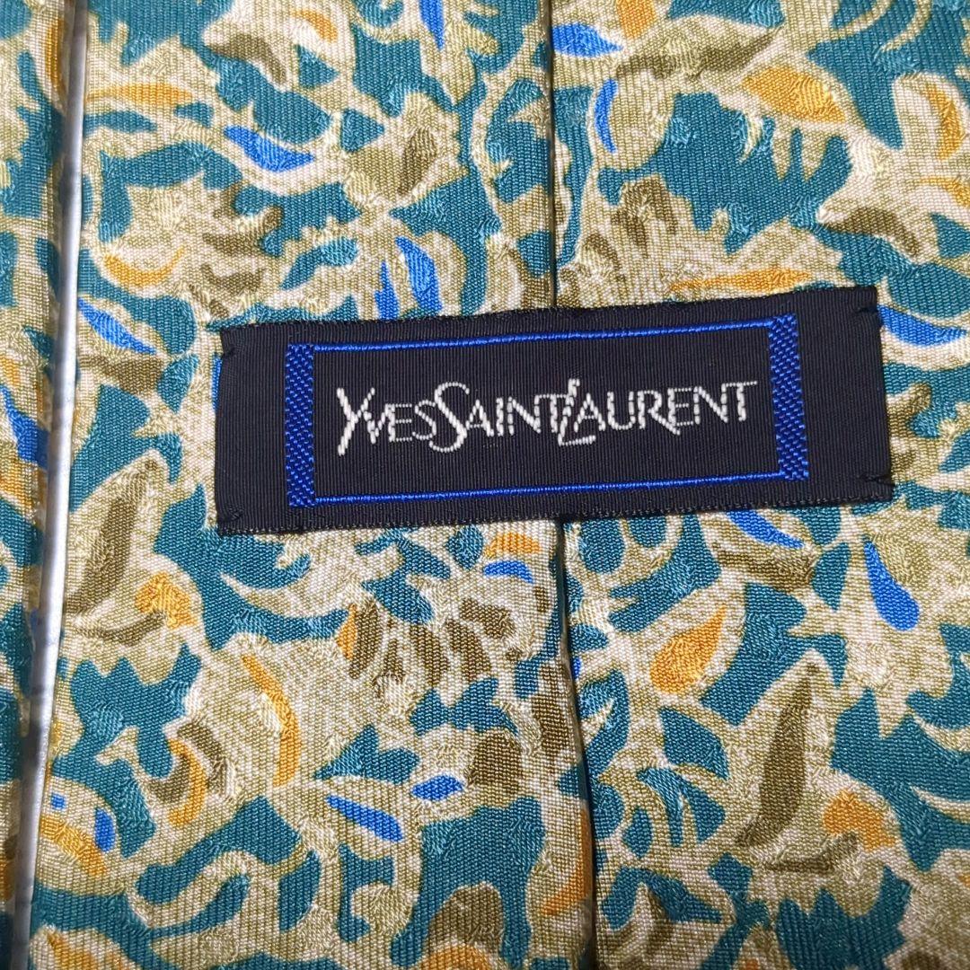 ✺YVES SAINT LAURENT ✺ネクタイ　ブランド　植物柄　グリーン系