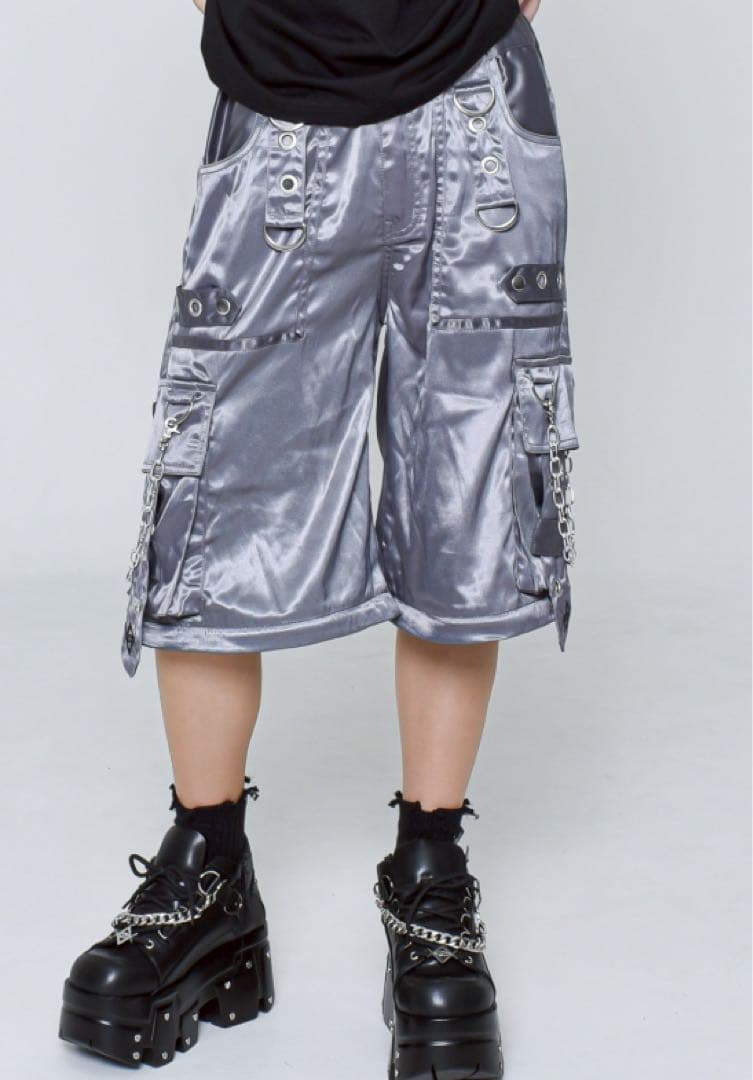 シルバー ワイドパンツ チェーン付き