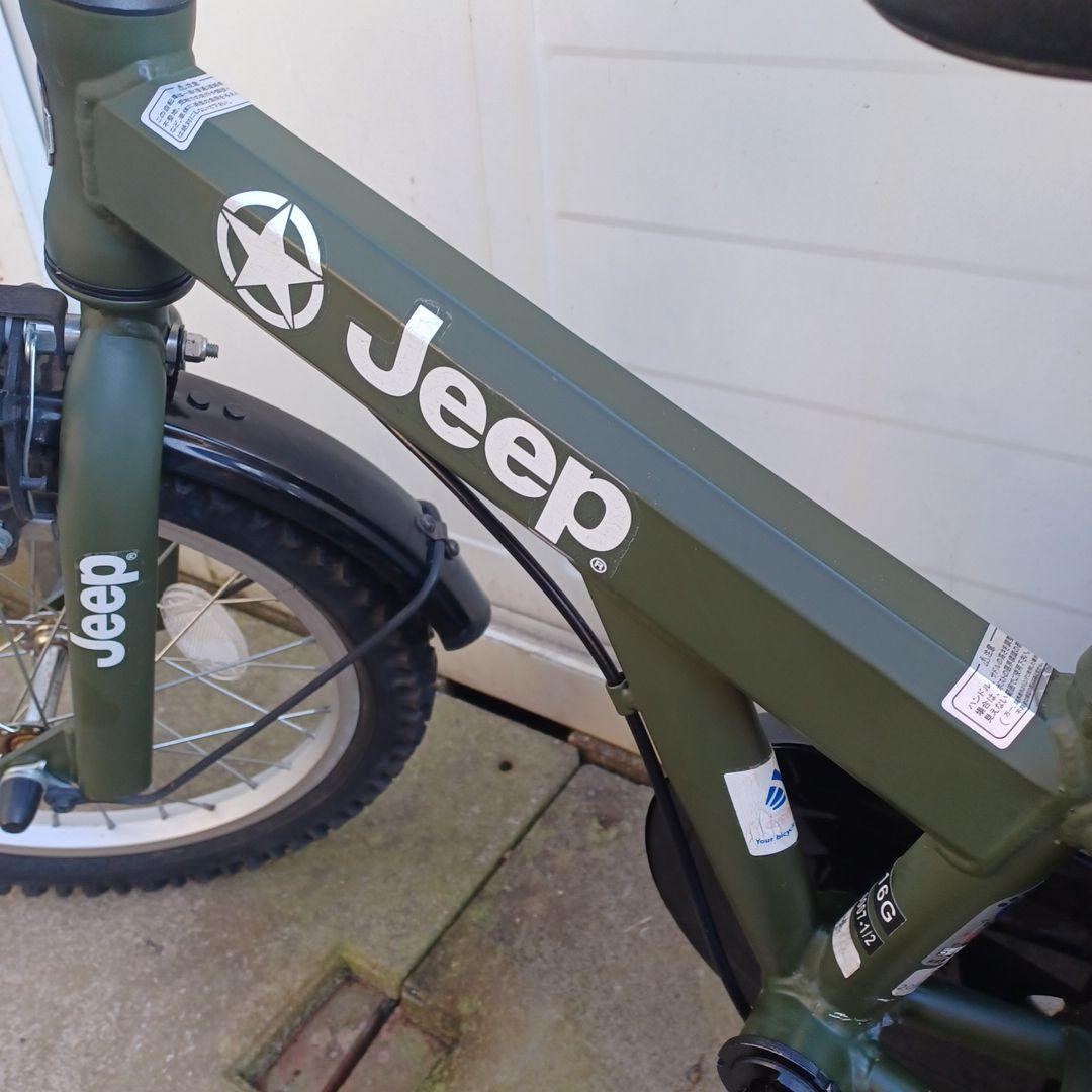 【引取限定】Jeep 16インチ 自転車 補助輪無し　 オリーブグリーン