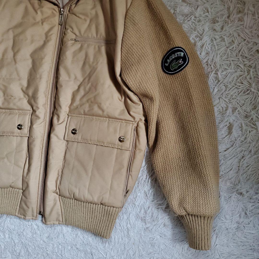 美品 90s OLD LACOSTE ワッフル ニットニット 袖切替 中綿