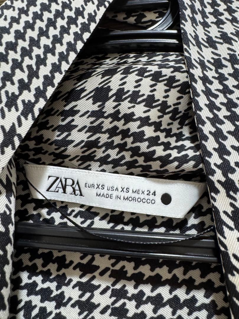 【極美品／希少】キャサリン妃着用★ZARA 千鳥 ボウタイプリーツ長袖ワンピース