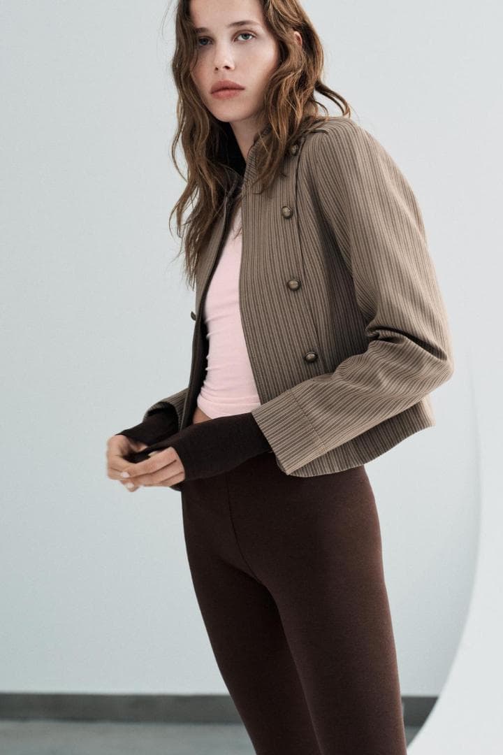 ZARA ストライプ柄フィットブレザー L　ナポレオン