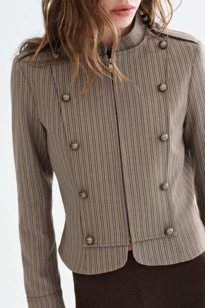 ZARA ストライプ柄フィットブレザー L　ナポレオン