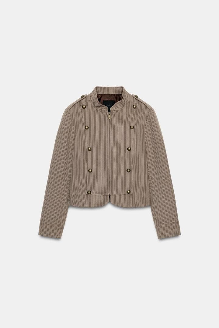 ZARA ストライプ柄フィットブレザー L　ナポレオン