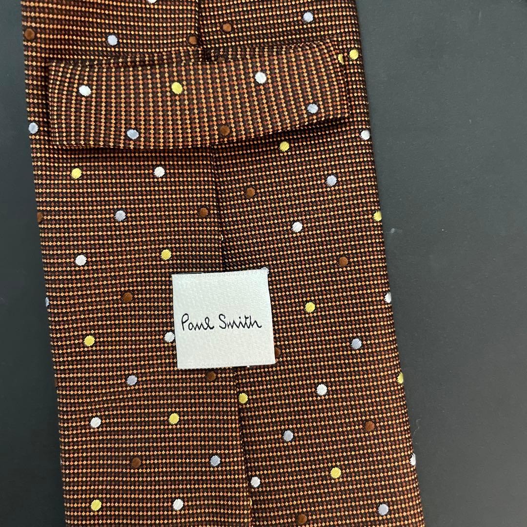 ポールスミス ネクタイ ブラウン ドット シルク100 Paul Smith
