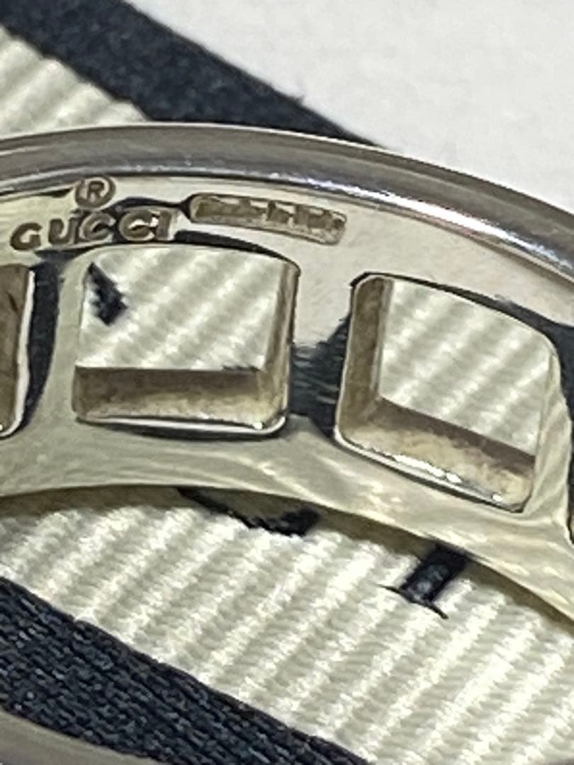 【GUCCI】グッチ オープンスクエア リング 保存袋付　指輪 シルバー 925