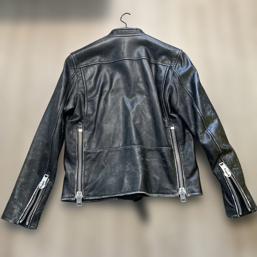 黒 レザー シングルライダースジャケット