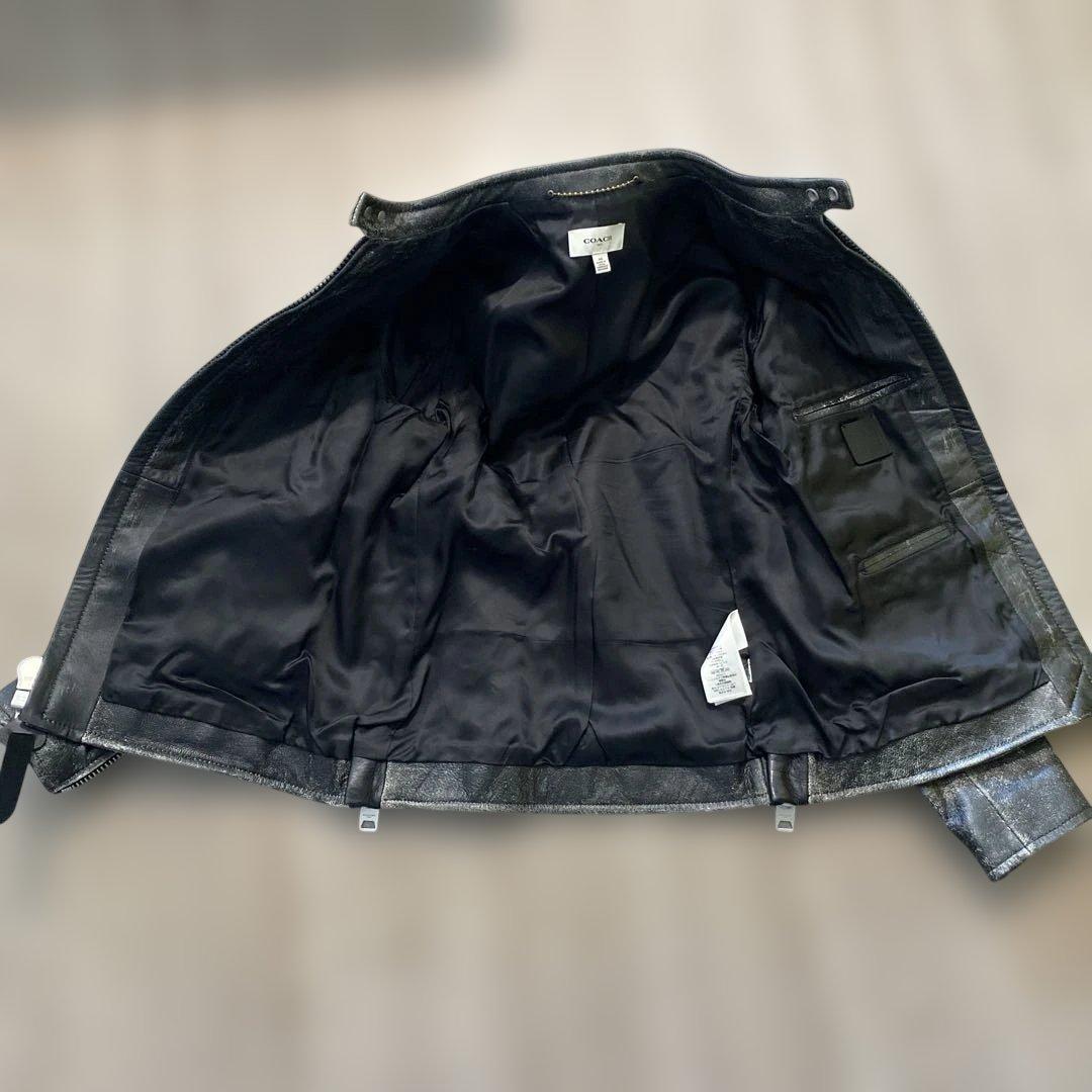 黒 レザー シングルライダースジャケット