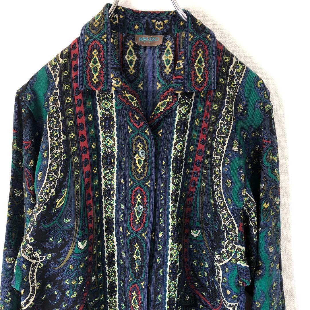 KENZO　ヴィンテージ　1980年代　ケンゾー　総柄ワイドシャツ