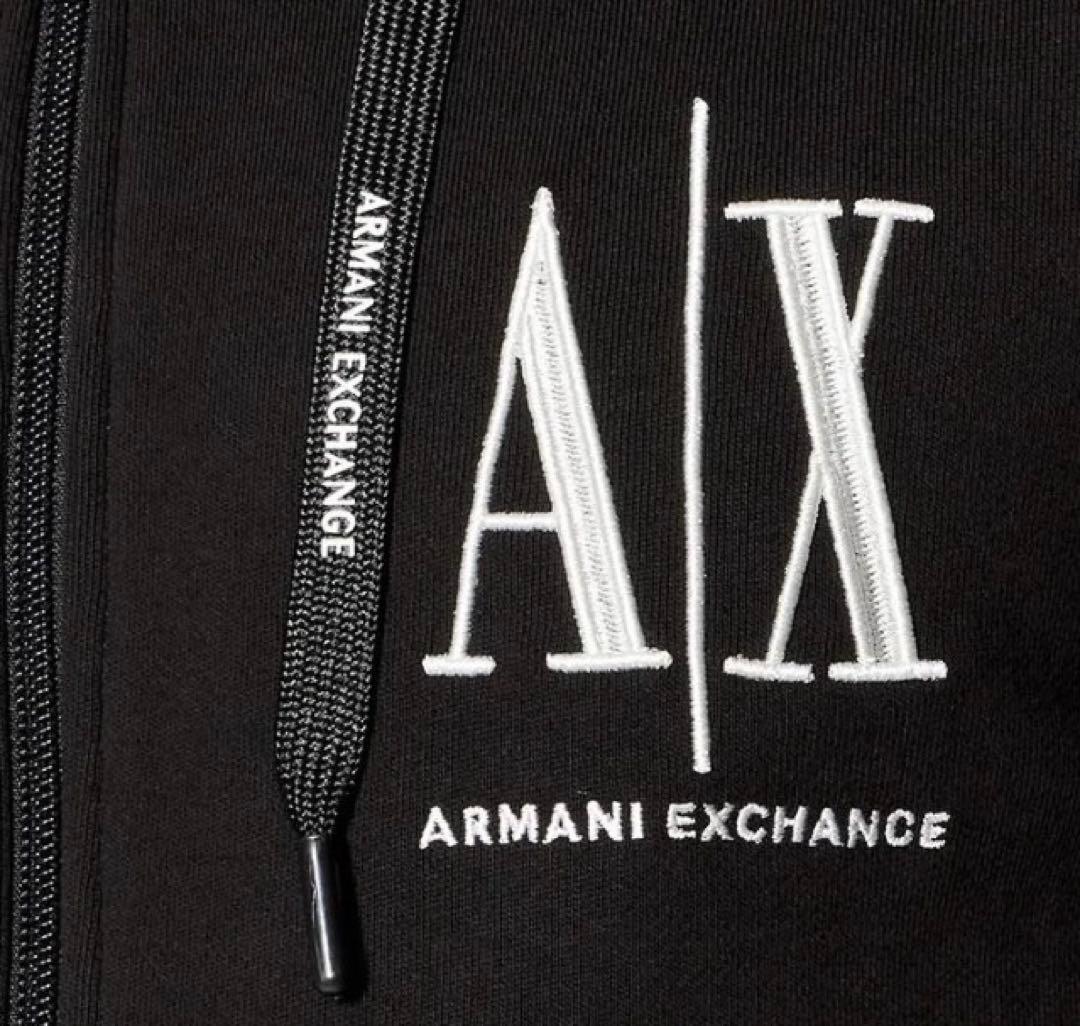 美品 ARMANI EXCHANGE アルマーニ パーカー スウェット　刺繍　黒