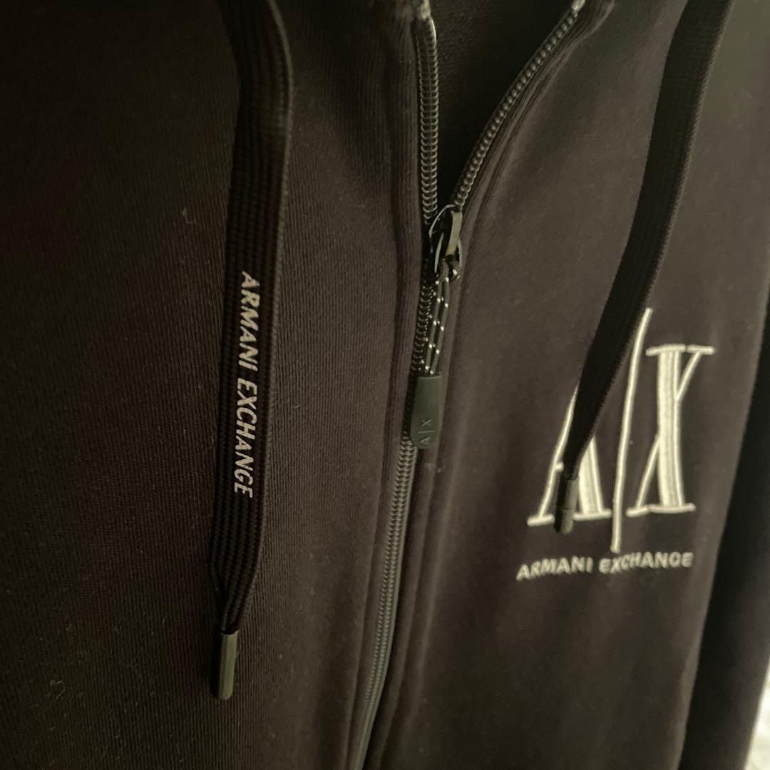 美品 ARMANI EXCHANGE アルマーニ パーカー スウェット　刺繍　黒