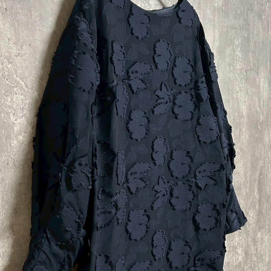美品 INED la veille 花柄ジャガードワンピース ブラック F