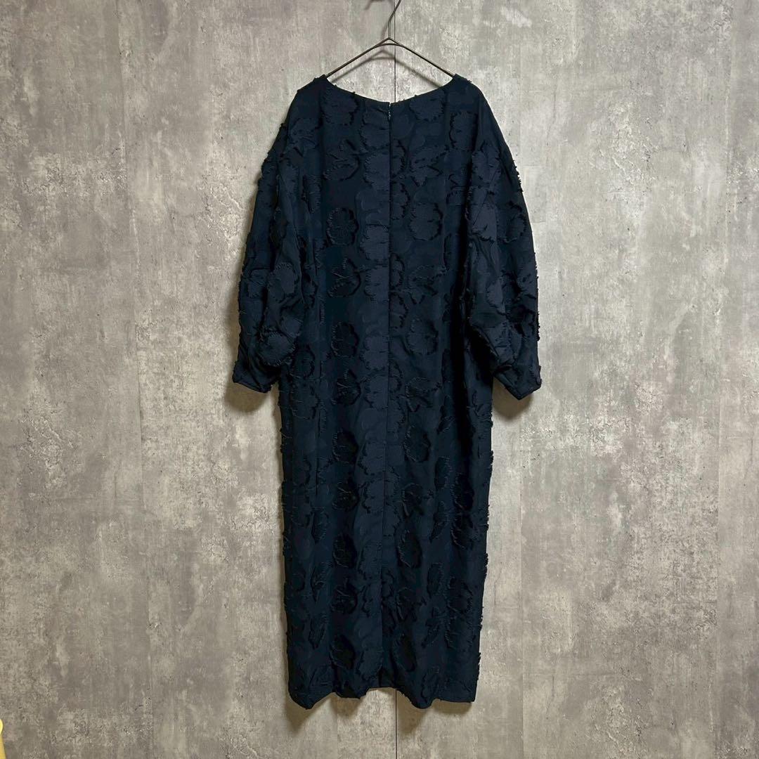 美品 INED la veille 花柄ジャガードワンピース ブラック F