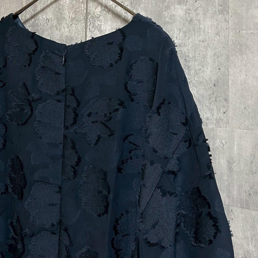 美品 INED la veille 花柄ジャガードワンピース ブラック F