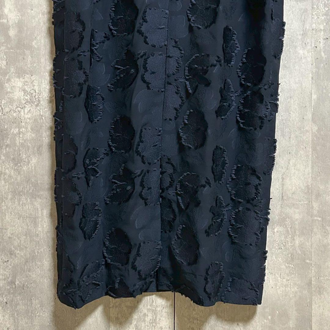 美品 INED la veille 花柄ジャガードワンピース ブラック F