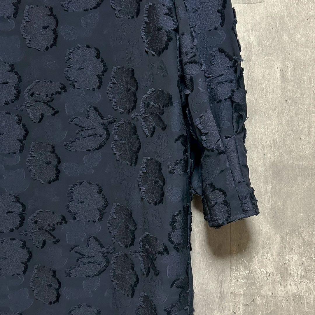 美品 INED la veille 花柄ジャガードワンピース ブラック F