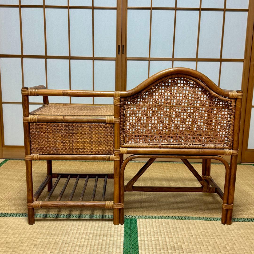 籐 ラタンベンチ 椅子 昭和レトロ ドレッサーセット③