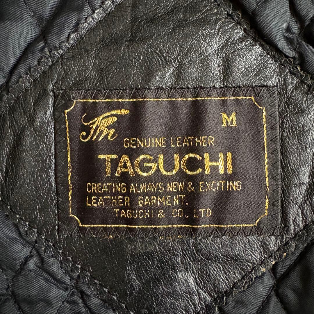 90s vintage TAGUCHI 本革レザーブルゾン 黒 M 短丈 a-2