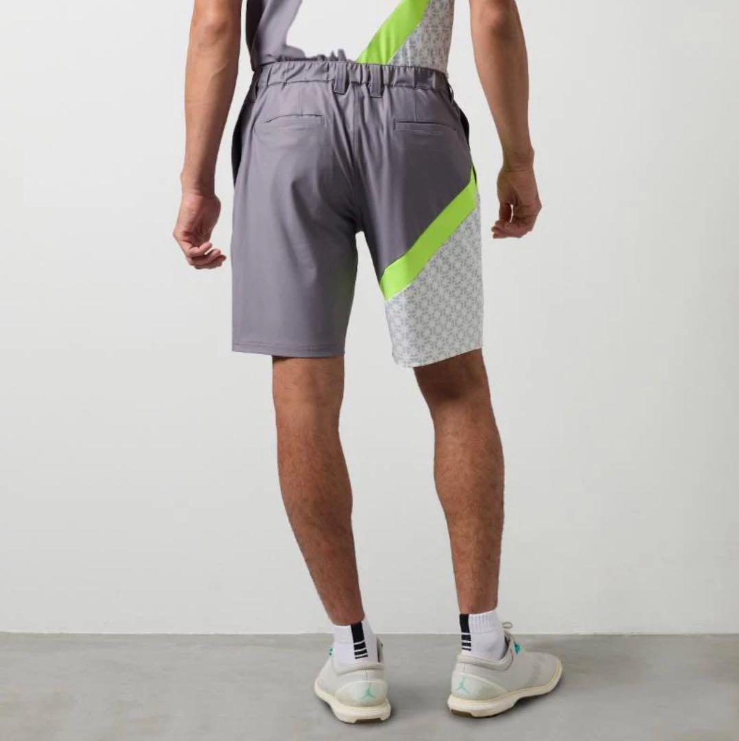 【新品・タグ付き】BANDEL メンズ ショートパンツ グレー 蛍光 イエローL