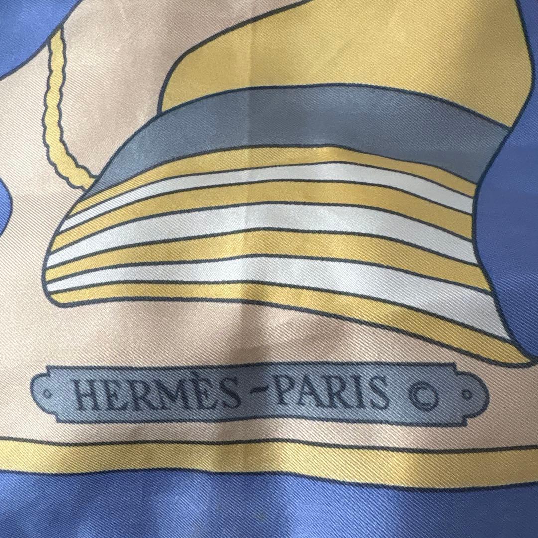 HERMES ボートデザイン シルクスカーフ　エルメス