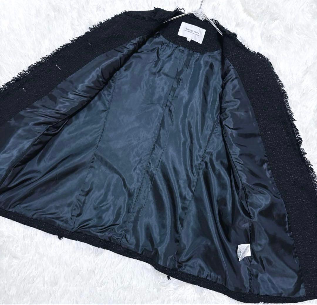 極美品人気完売アルページュストーリーツイードジレパールボタン黒べストレイヤード