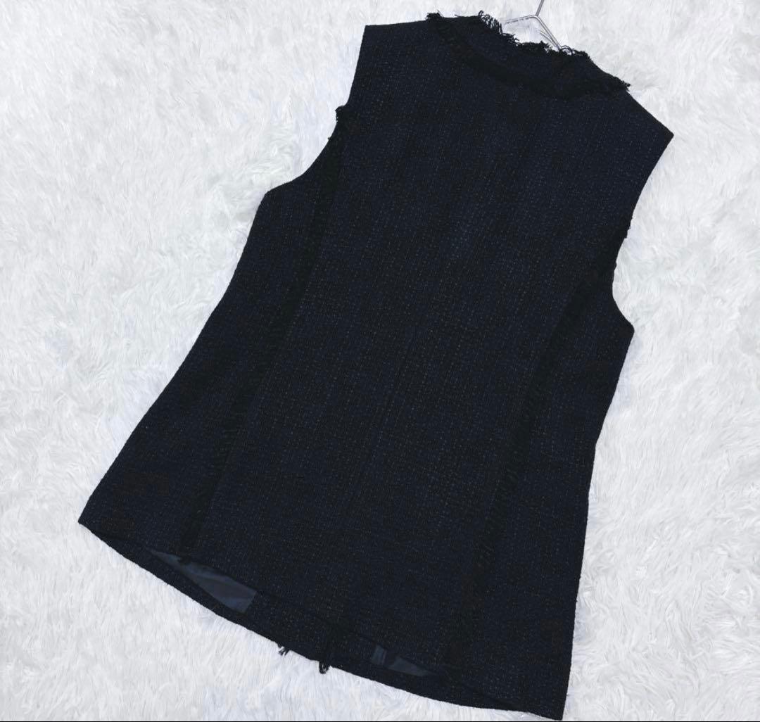 極美品人気完売アルページュストーリーツイードジレパールボタン黒べストレイヤード