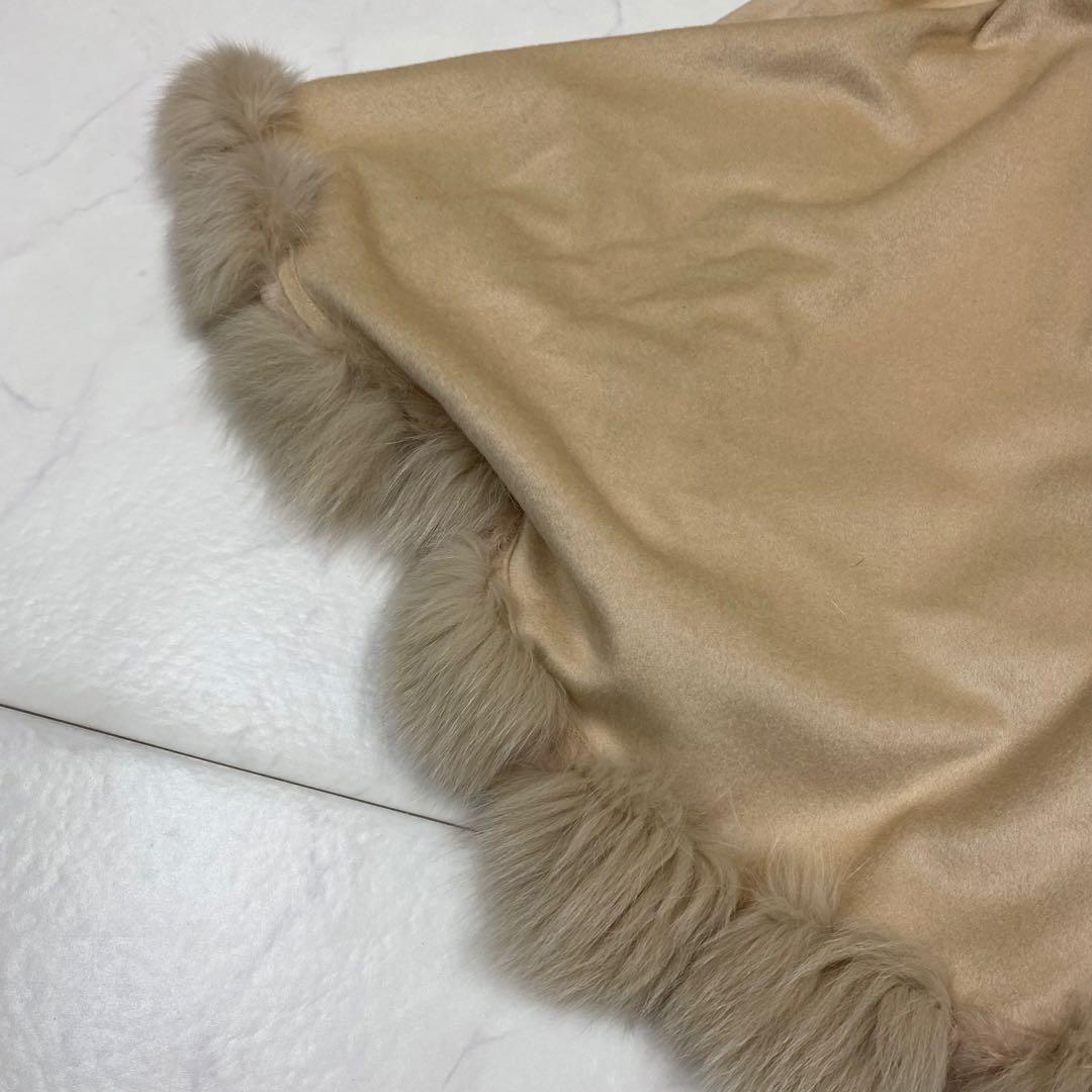 タグ付き新品★SAGA FURS ポンチョ カシミヤ ブルーフォックス M~L
