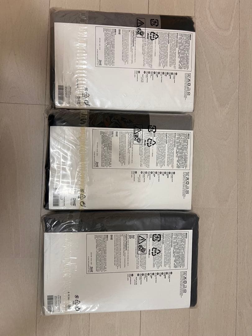 IKEA グレー系チェック柄掛け布団カバー枕カバーセット✖️3個