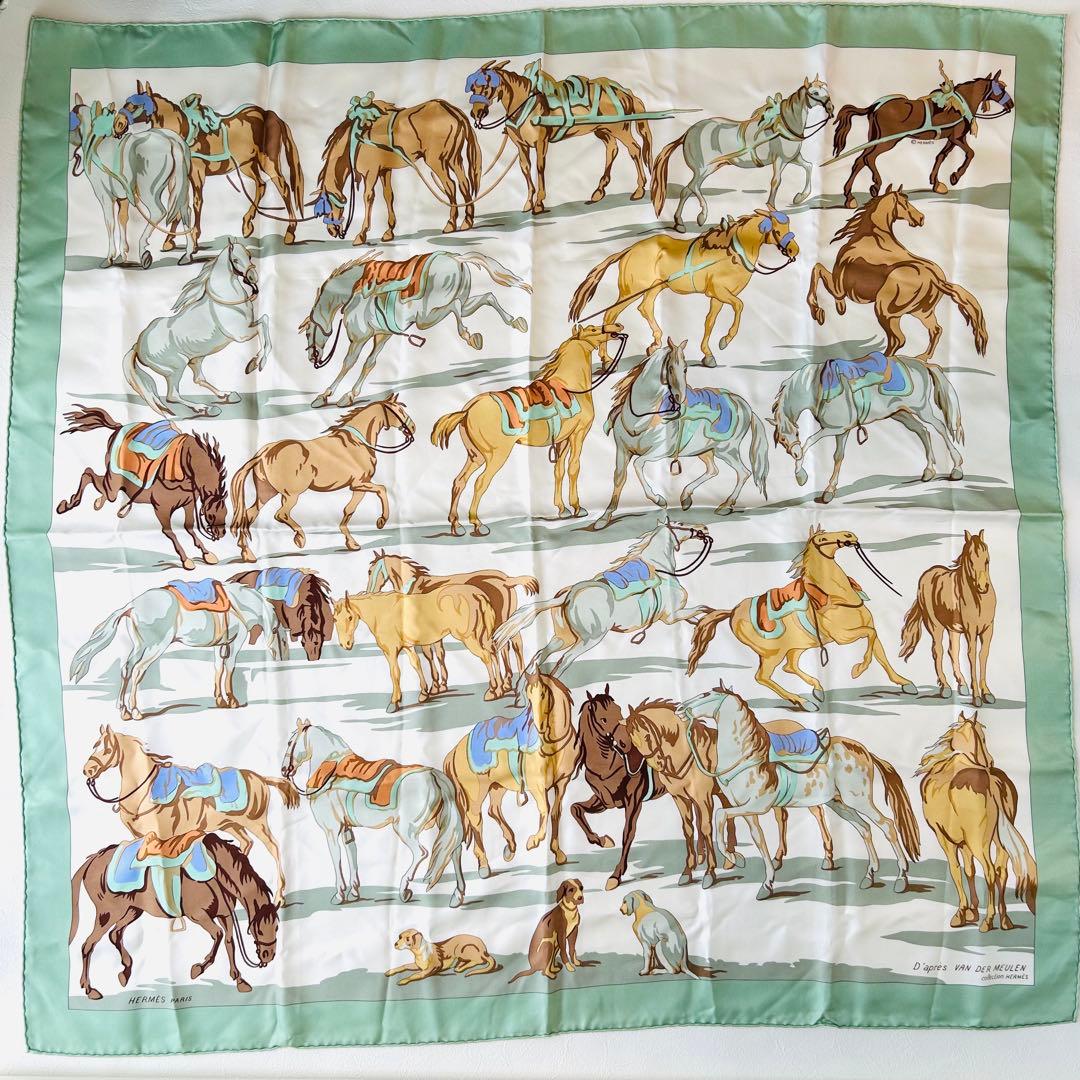 【極美品】　HERMES　エルメス　カレ90　ファンデル・ミューレンの馬　ホース