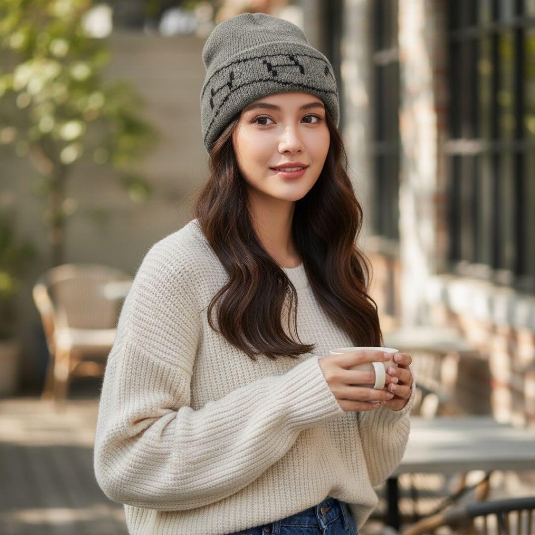 HERMES エルメス カシミヤ グレー ニットキャップ