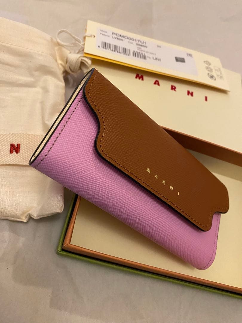 マルニ MARNI 6連　キーケース ブラウン　ピンク　レザー　本革