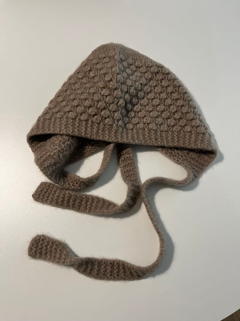 SHINJEO カシミヤニット帽　紐付き