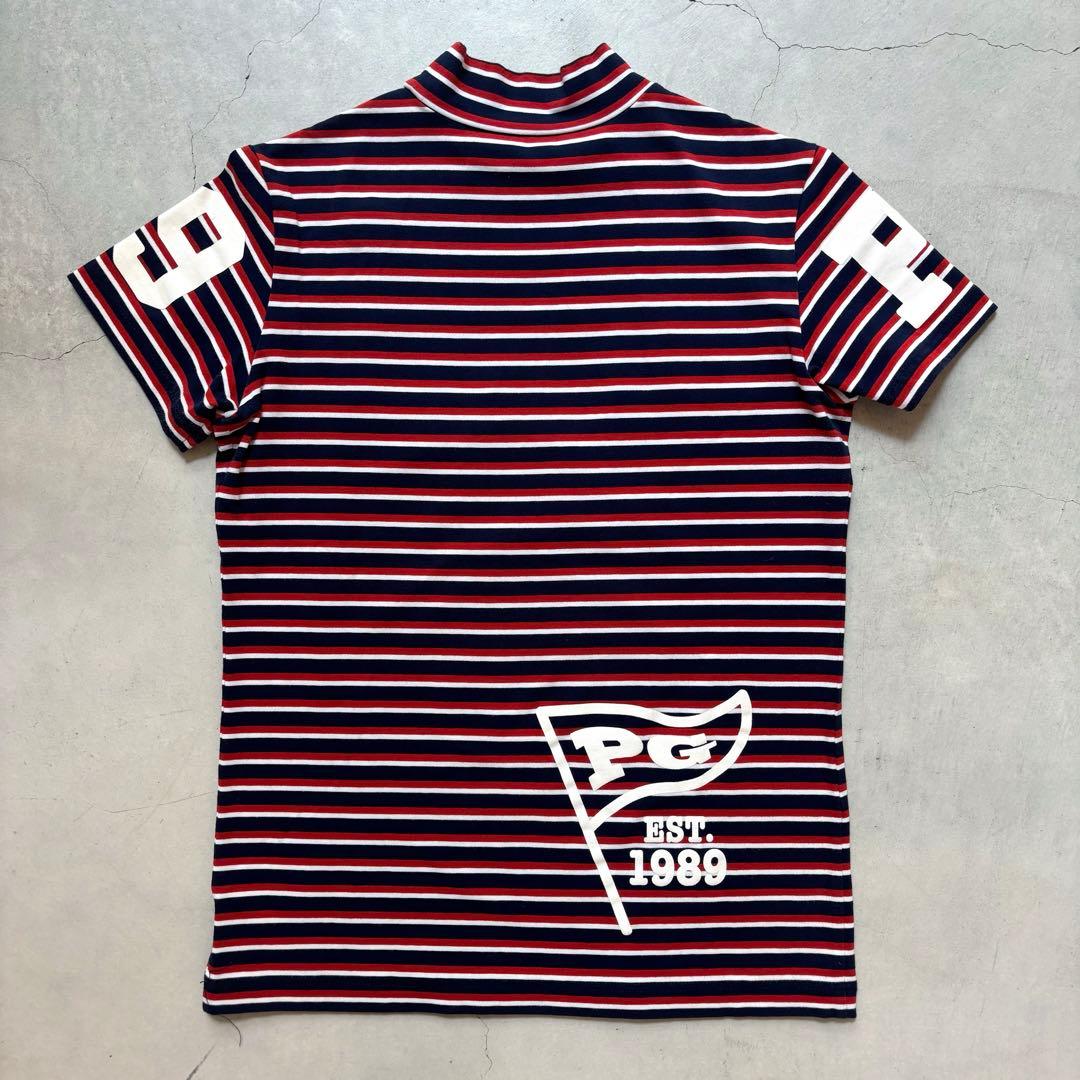 PEARLEY GATES パーリーゲイツ ボーダー柄 半袖モックネックシャツ