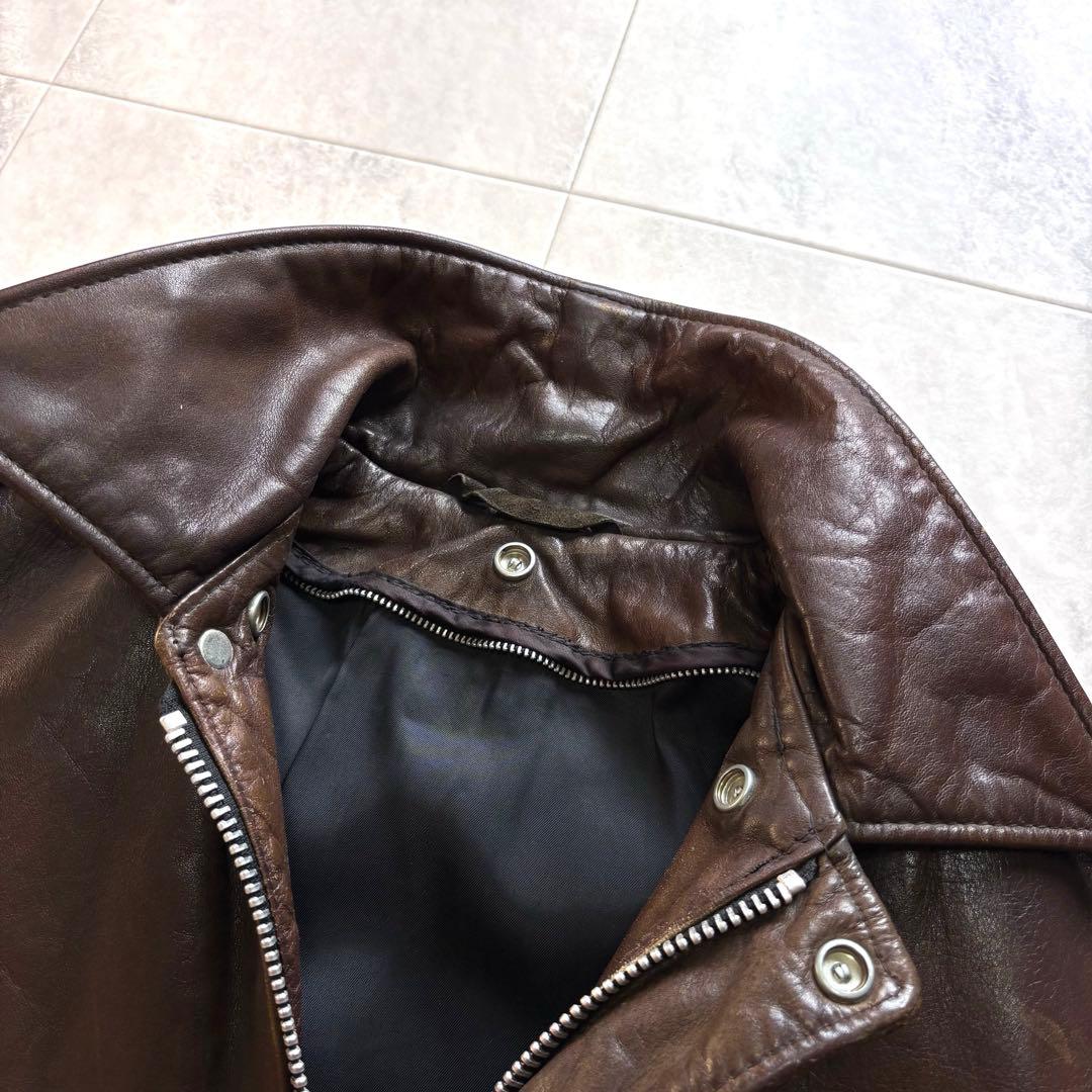 【Vintage】A-2 レザーフライトジャケット 黒リブ 短丈 38 YKK