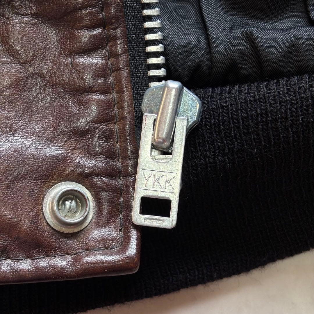 【Vintage】A-2 レザーフライトジャケット 黒リブ 短丈 38 YKK