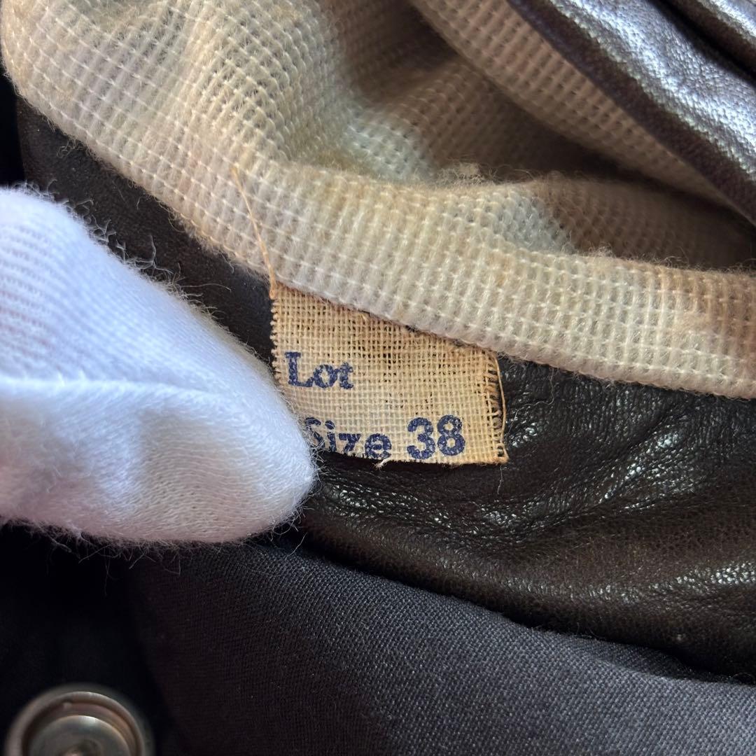 【Vintage】A-2 レザーフライトジャケット 黒リブ 短丈 38 YKK