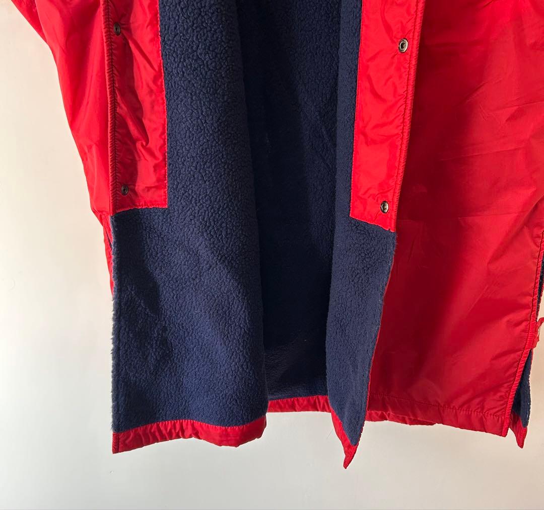 80s 90s adidas アディダス　フード付きベンチコート 赤 レッド