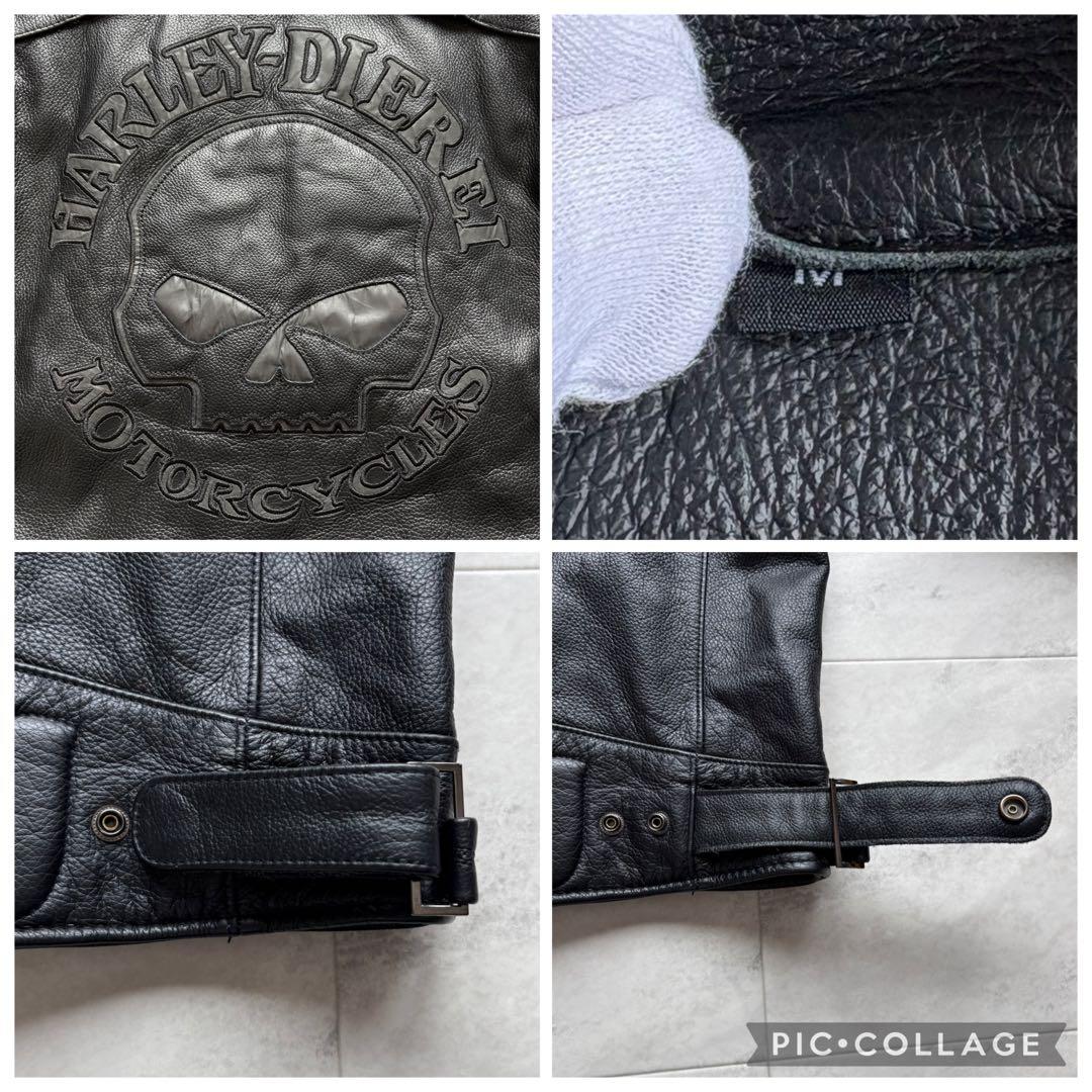 美品✨HARLEY DIEREI シングルライダースジャケット 本革 スカル