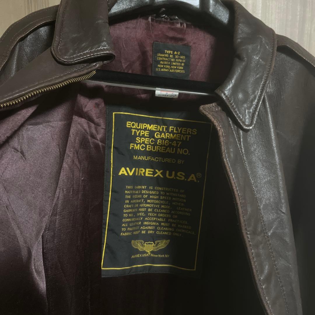 AVIREX A-2 フライトジャケット　レザー　ブラウン　Lサイズ