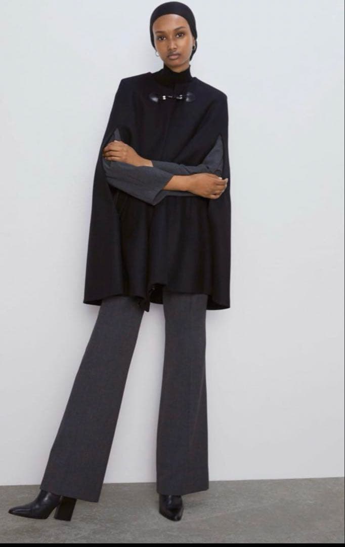 【完売品】美品 ZARA ザラ ポンチョ ケープコート MANTECO Sサイズ