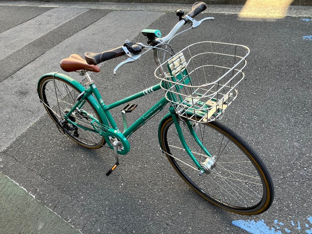 中古超美品ブリヂストンアルミフレーム7段自転車マークローザ27★緑★カスタム済