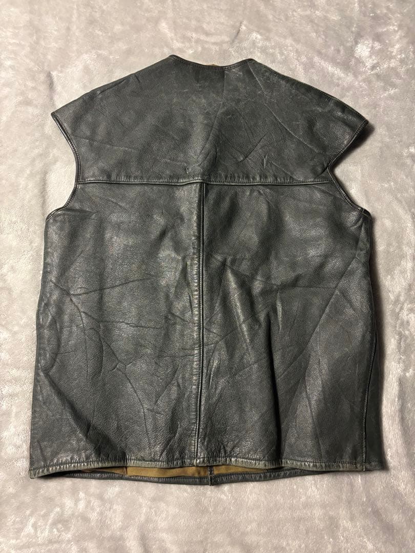 70s Euro leather VEST レザー ベスト ジャーキンベスト 風
