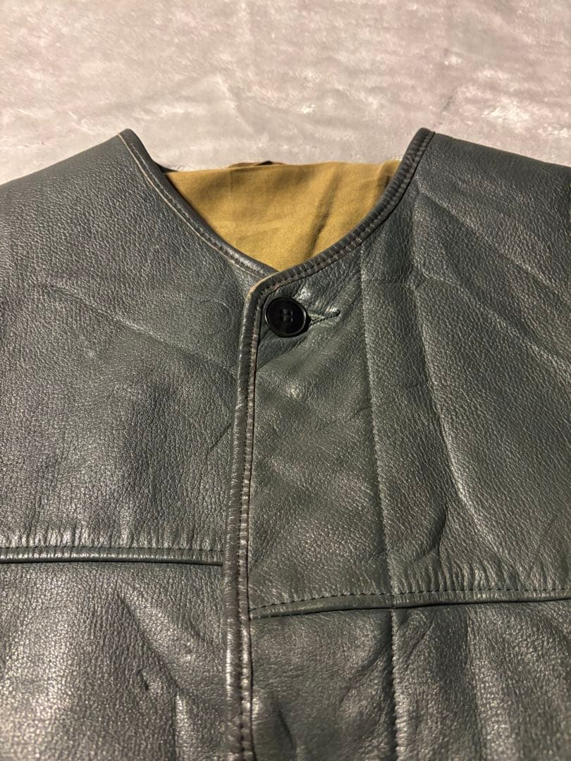 70s Euro leather VEST レザー ベスト ジャーキンベスト 風