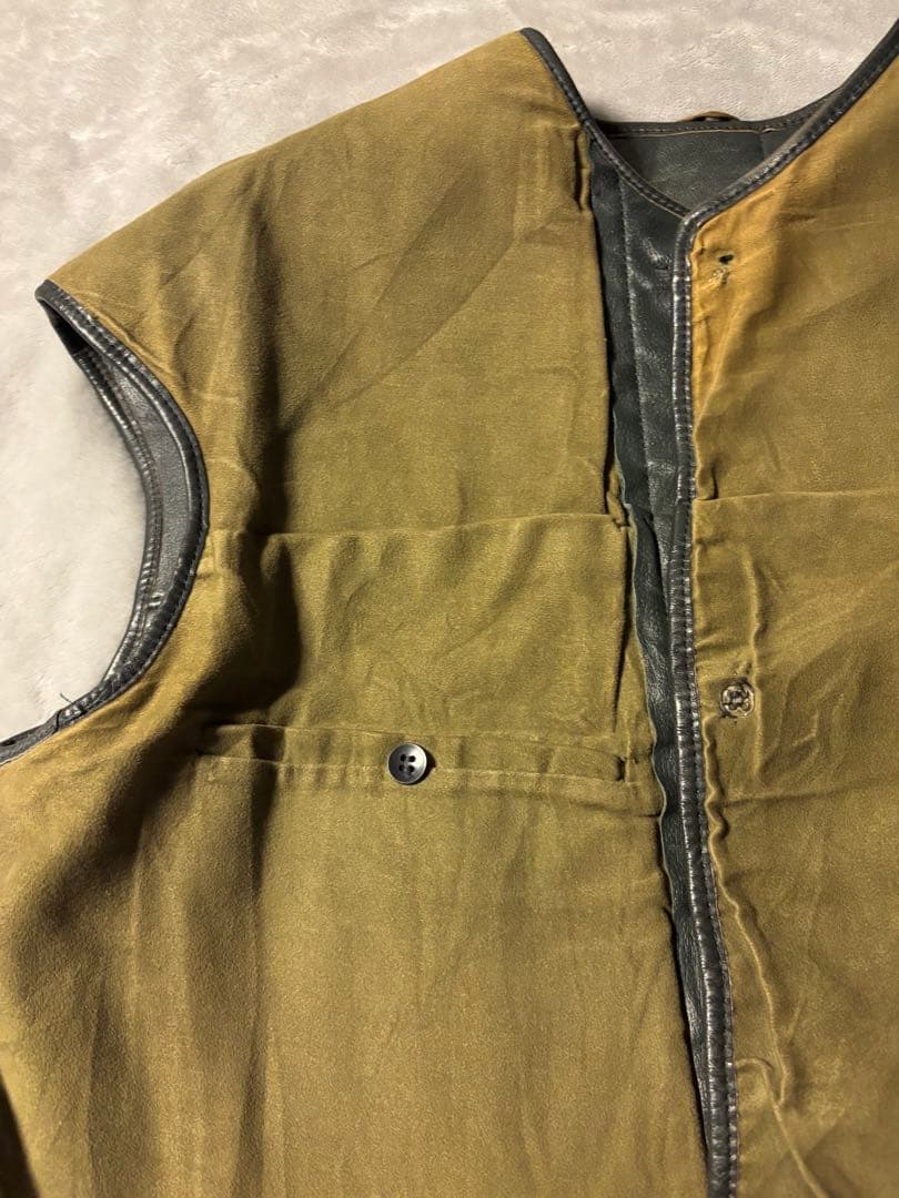 70s Euro leather VEST レザー ベスト ジャーキンベスト 風